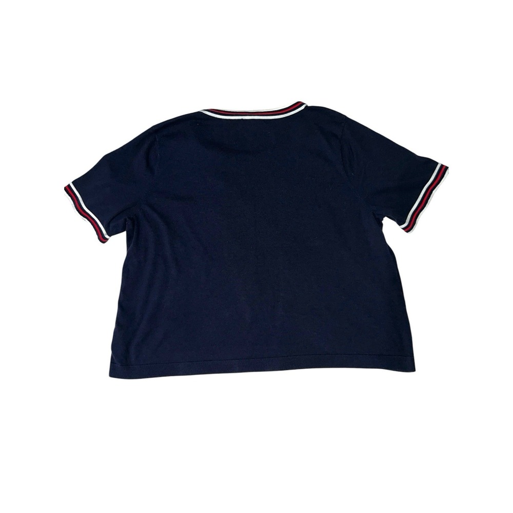 Ladybug Oprah Magazine Size 3X P Collection Talbots Navy Red Women Top Blouse - Picture 2 of 7